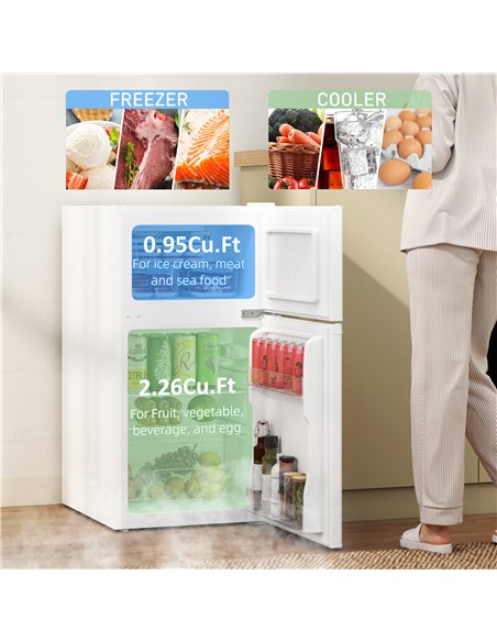 HOMCOM 88L Under Counter Fridge Freezer, Small Refrigerator with 5-Setting, 3 Star Freezer Rating, White - pic 168664 | FastDaddyshop