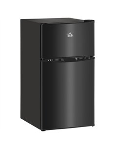 HOMCOM 88L Under Counter Fridge Freezer, Small Refrigerator with 5-Setting, 3 Star Freezer Rating, Black