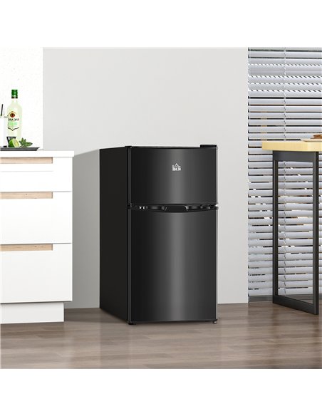 HOMCOM 88L Under Counter Fridge Freezer, Small Refrigerator with 5-Setting, 3 Star Freezer Rating, Black - pic 168671 | FastDaddyshop