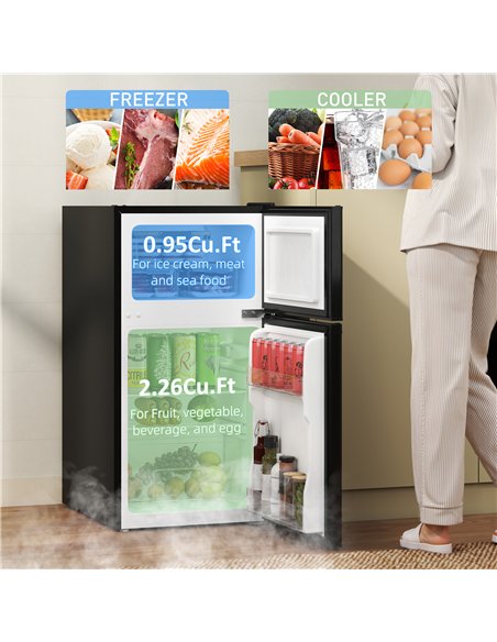 HOMCOM 88L Under Counter Fridge Freezer, Small Refrigerator with 5-Setting, 3 Star Freezer Rating, Black - pic 168673 | FastDaddyshop