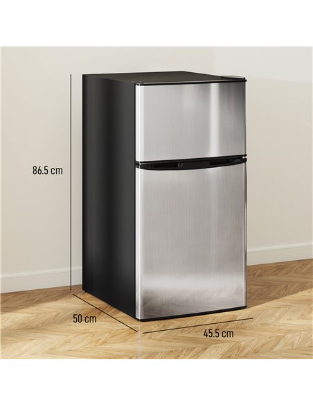 HOMCOM 88L Under Counter Fridge Freezer, Small Refrigerator with 5-Setting, 3 Star Freezer Rating, Black and Silver Tone - pic 168681 | FastDaddyshop
