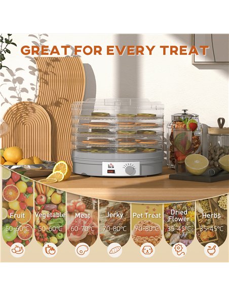 HOMCOM 5 Tier Food Dehydrator, 245W Food Dryer Machine with Adjustable Temperature Control for Drying Fruit, Meat, Vegetable, Je - pic 168691 | FastDaddyshop