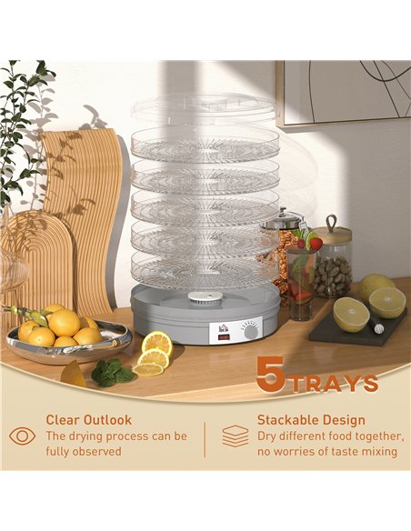 HOMCOM 5 Tier Food Dehydrator, 245W Food Dryer Machine with Adjustable Temperature Control for Drying Fruit, Meat, Vegetable, Je - pic 168692 | FastDaddyshop