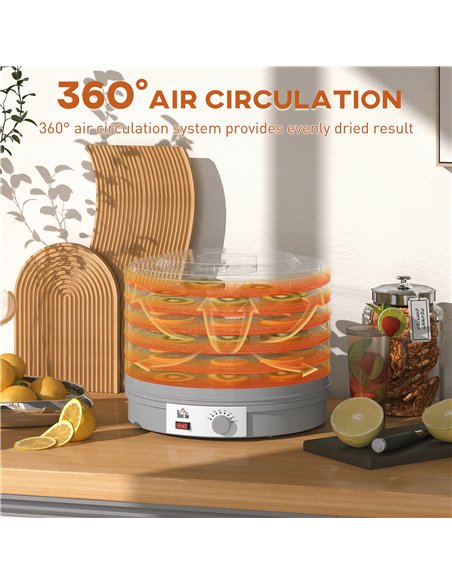 HOMCOM 5 Tier Food Dehydrator, 245W Food Dryer Machine with Adjustable Temperature Control for Drying Fruit, Meat, Vegetable, Je - pic 168693 | FastDaddyshop