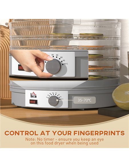 HOMCOM 5 Tier Food Dehydrator, 245W Food Dryer Machine with Adjustable Temperature Control for Drying Fruit, Meat, Vegetable, Je - pic 168694 | FastDaddyshop