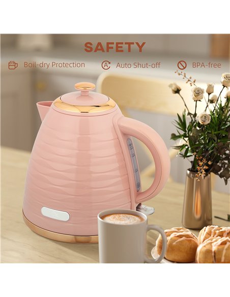 HOMCOM 3kW Rapid Boil Honeycomb Kettle - Pink - pic 168702 | FastDaddyshop