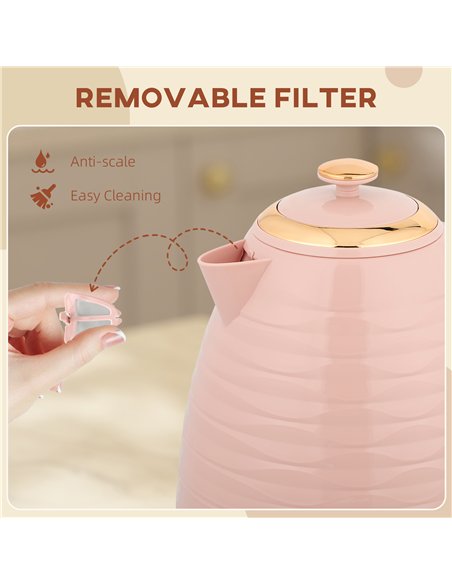 HOMCOM 3kW Rapid Boil Honeycomb Kettle - Pink - pic 168703 | FastDaddyshop