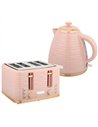 HOMCOM 3000W 1.7L Kettle & 4 Slice Toaster, Kettle and Toaster Set with 7 Browning Controls and Crumb Tray, Light Pink