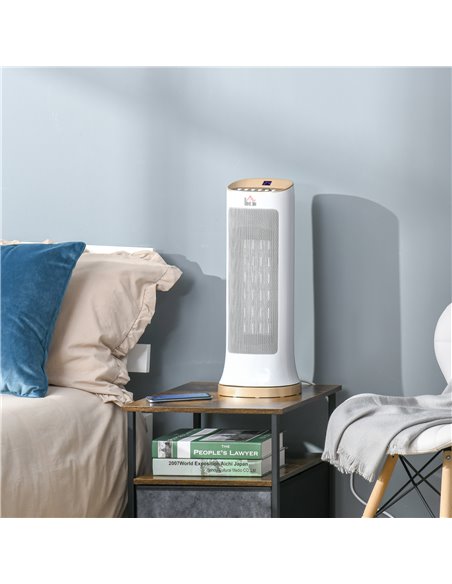 Homcom Ceramic 45° Oscillating Space Heater with Remote, Timer, LED Panel, White - pic 16871 | FastDaddyshop