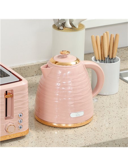 HOMCOM 3000W 1.7L Kettle & 4 Slice Toaster, Kettle and Toaster Set with 7 Browning Controls and Crumb Tray, Light Pink - pic 168713 | FastDaddyshop