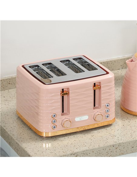 HOMCOM 3000W 1.7L Kettle & 4 Slice Toaster, Kettle and Toaster Set with 7 Browning Controls and Crumb Tray, Light Pink - pic 168714 | FastDaddyshop