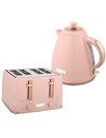 HOMCOM Kettle and Toaster Set, 1.7L 3000W Fast Boil Jug Kettle, 4 Slice Toaster with 7 Level Browning Controls, Light Pink