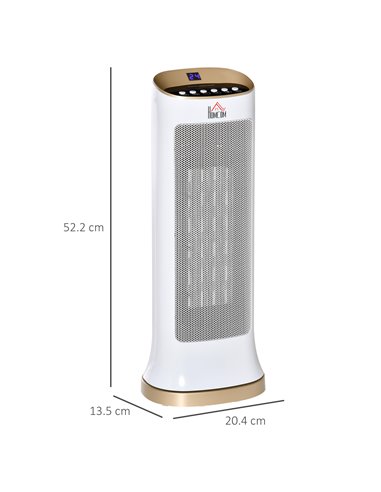 Homcom Ceramic 45° Oscillating Space Heater with Remote, Timer, LED Panel, White