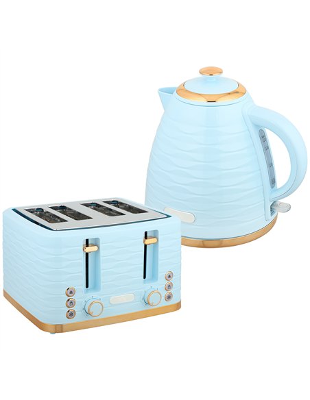 HOMCOM 3000W 1.7L Kettle & 4 Slice Toaster, Kettle and Toaster Set with 7 Browning Controls and Crumb Tray, Light Blue - pic 168724 | FastDaddyshop