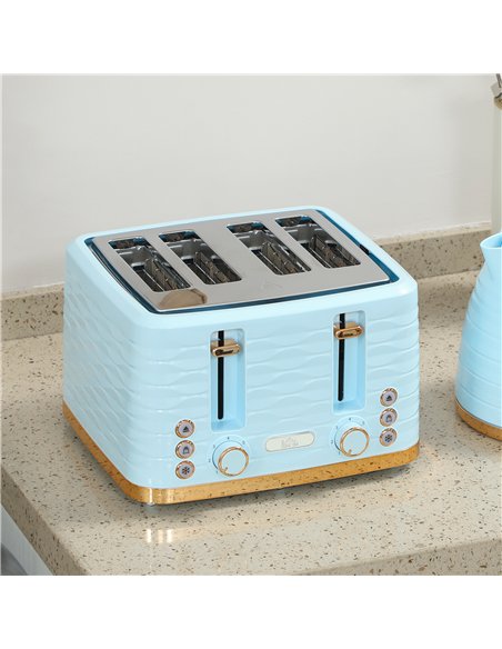HOMCOM 3000W 1.7L Kettle & 4 Slice Toaster, Kettle and Toaster Set with 7 Browning Controls and Crumb Tray, Light Blue - pic 168732 | FastDaddyshop
