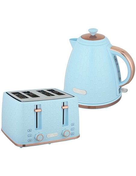 HOMCOM Kettle and Toaster Set, 1.7L 3000W Fast Boil Jug Kettle, 4 Slice Toaster with 7 Level Browning Controls, Light Blue - pic 168733 | FastDaddyshop