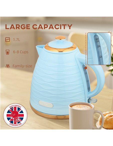 HOMCOM 3kW Rapid Boil Honeycomb Kettle - Light Blue - pic 168746 | FastDaddyshop
