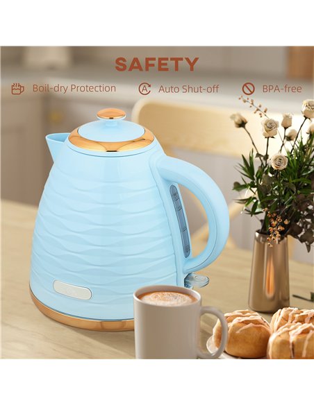 HOMCOM 3kW Rapid Boil Honeycomb Kettle - Light Blue - pic 168747 | FastDaddyshop