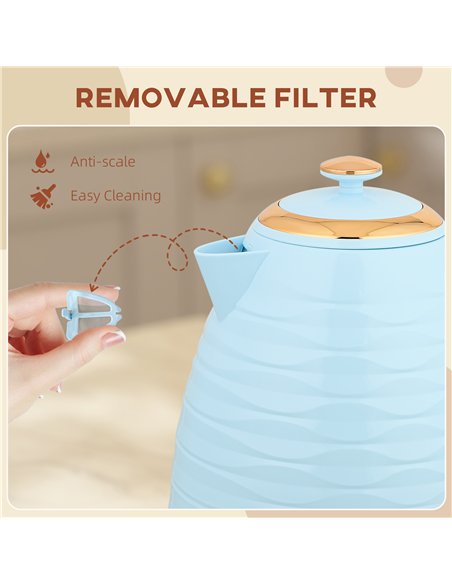 HOMCOM 3kW Rapid Boil Honeycomb Kettle - Light Blue - pic 168748 | FastDaddyshop