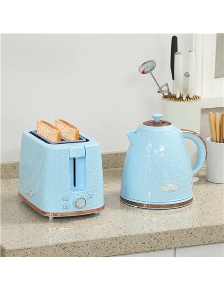 HOMCOM 1.7L 3000W Fast Boil Kettle & 2 Slice Toaster Set, Kettle and Toaster Set with Auto Shut Off, Browning Controls, Light Bl - pic 168752 | FastDaddyshop
