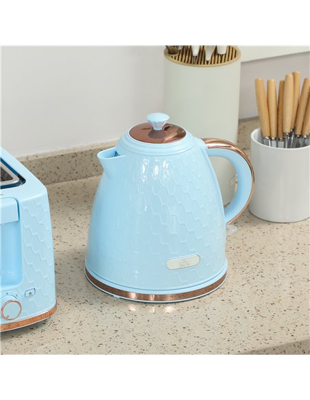 HOMCOM 1.7L 3000W Fast Boil Kettle & 2 Slice Toaster Set, Kettle and Toaster Set with Auto Shut Off, Browning Controls, Light Bl - pic 168758 | FastDaddyshop