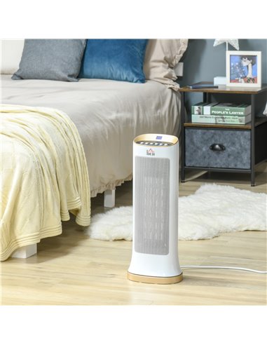 Homcom Ceramic 45° Oscillating Space Heater with Remote, Timer, LED Panel, White