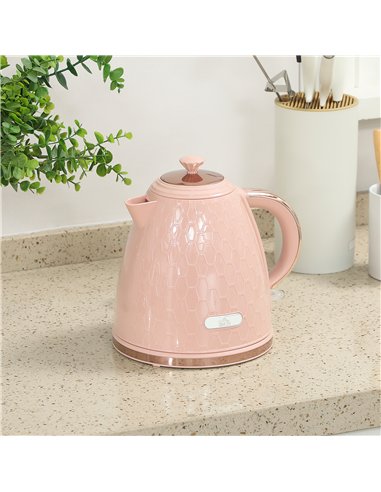 HOMCOM 3kW Rapid Boil Honeycomb Kettle - Light Pink