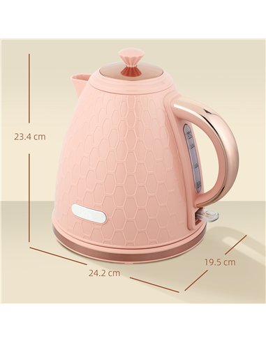 HOMCOM 3kW Rapid Boil Honeycomb Kettle - Light Pink