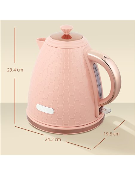 HOMCOM 3kW Rapid Boil Honeycomb Kettle - Light Pink - pic 168762 | FastDaddyshop