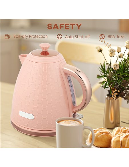 HOMCOM 3kW Rapid Boil Honeycomb Kettle - Light Pink - pic 168765 | FastDaddyshop