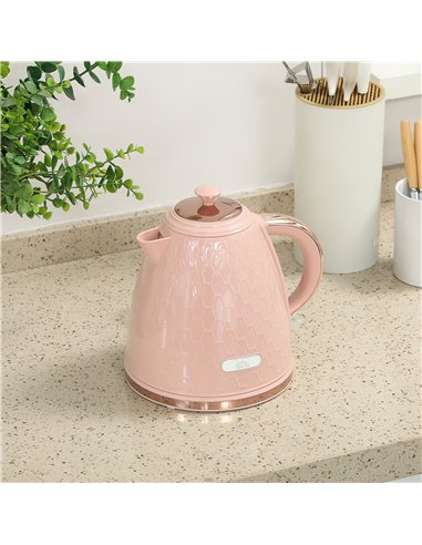 HOMCOM 3kW Rapid Boil Honeycomb Kettle - Light Pink
