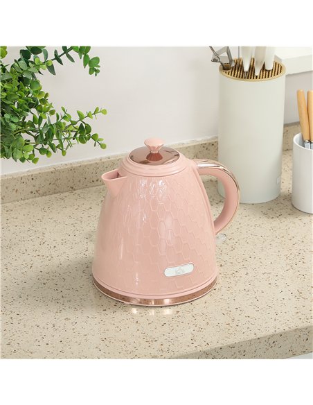 HOMCOM 3kW Rapid Boil Honeycomb Kettle - Light Pink - pic 168768 | FastDaddyshop