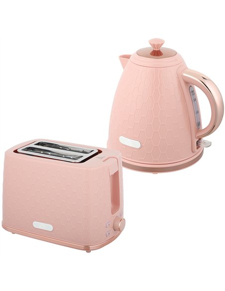 HOMCOM 1.7L 3000W Fast Boil Kettle & 2 Slice Toaster Set, Kettle and Toaster Set with Auto Shut Off, Browning Controls, Light Pi - pic 168769 | FastDaddyshop