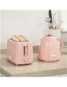 HOMCOM 1.7L 3000W Fast Boil Kettle & 2 Slice Toaster Set, Kettle and Toaster Set with Auto Shut Off, Browning Controls, Light Pi 2