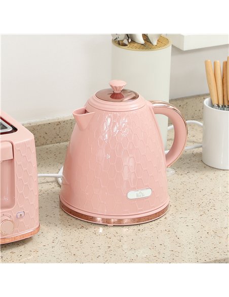 HOMCOM 1.7L 3000W Fast Boil Kettle & 2 Slice Toaster Set, Kettle and Toaster Set with Auto Shut Off, Browning Controls, Light Pi - pic 168776 | FastDaddyshop