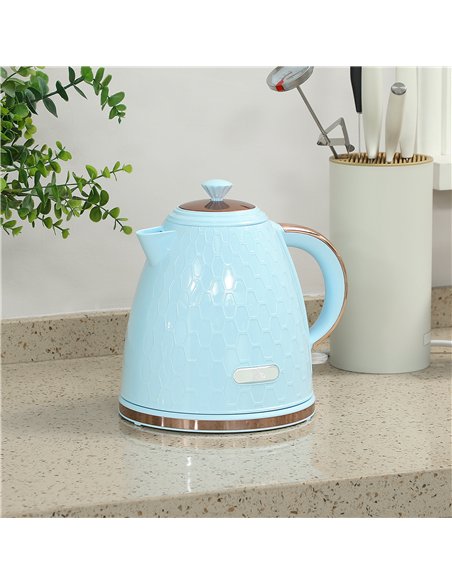 HOMCOM 3kW Rapid Boil Honeycomb Kettle - Light Blue - pic 168779 | FastDaddyshop
