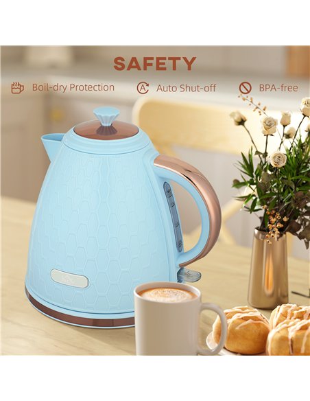 HOMCOM 3kW Rapid Boil Honeycomb Kettle - Light Blue - pic 168783 | FastDaddyshop