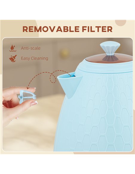 HOMCOM 3kW Rapid Boil Honeycomb Kettle - Light Blue - pic 168784 | FastDaddyshop