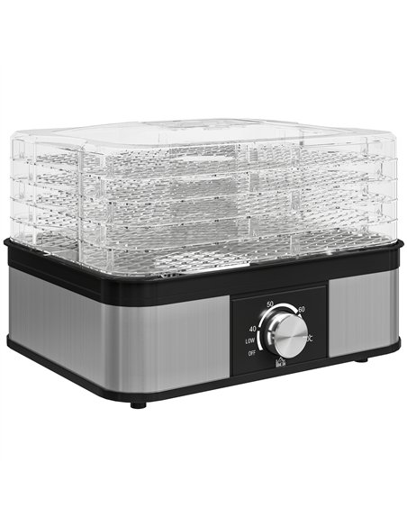 HOMCOM 5 Tier Food Dehydrator, 245W Stainless Steel Food Dryer Machine with Adjustable Temperature for Drying Fruit, Meat, Veget - pic 168787 | FastDaddyshop