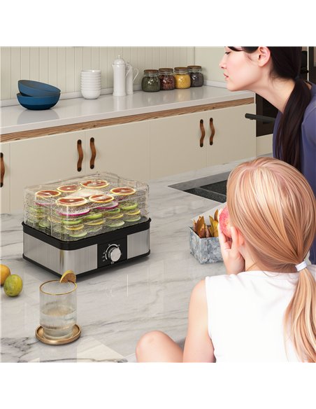 HOMCOM 5 Tier Food Dehydrator, 245W Stainless Steel Food Dryer Machine with Adjustable Temperature for Drying Fruit, Meat, Veget - pic 168795 | FastDaddyshop