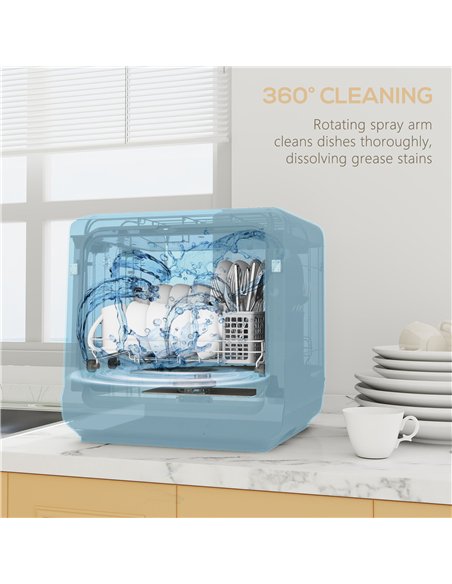 HOMCOM Table Top Dishwasher with Built-in 6L Water Tank, Mini Countertop Dishwasher with 6 Programs, 4 Place Settings, Black - pic 168802 | FastDaddyshop
