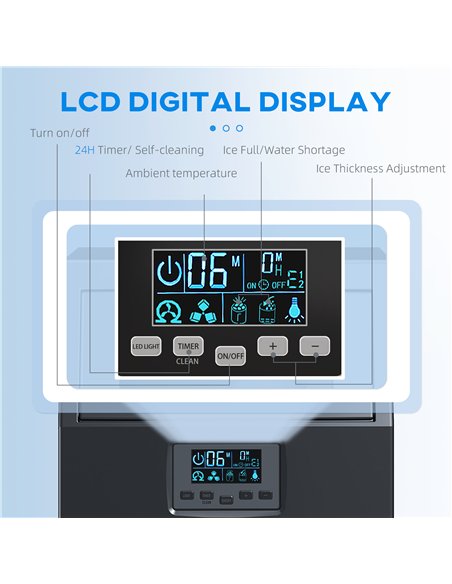 HOMCOM Commercial Ice Maker with 4kg Ice Storage - Black - pic 168809 | FastDaddyshop