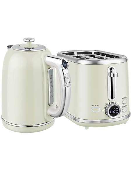 HOMCOM Polished Retro 40-100°C Kettle and Toaster Set - Grey - pic 168814 | FastDaddyshop