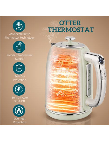 HOMCOM Polished Retro 40-100°C Kettle and Toaster Set - Grey - pic 168817 | FastDaddyshop