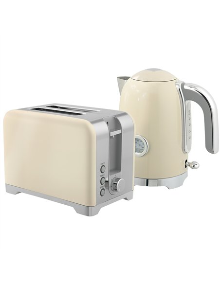 HOMCOM Retro Toaster and Kettle Set - Cream - pic 168823 | FastDaddyshop