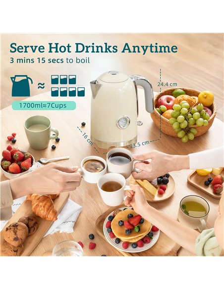 HOMCOM Retro Toaster and Kettle Set - Cream - pic 168825 | FastDaddyshop