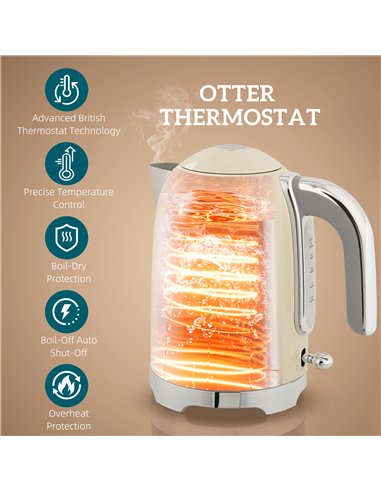 HOMCOM Retro Toaster and Kettle Set - Cream