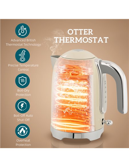 HOMCOM Retro Toaster and Kettle Set - Cream - pic 168826 | FastDaddyshop