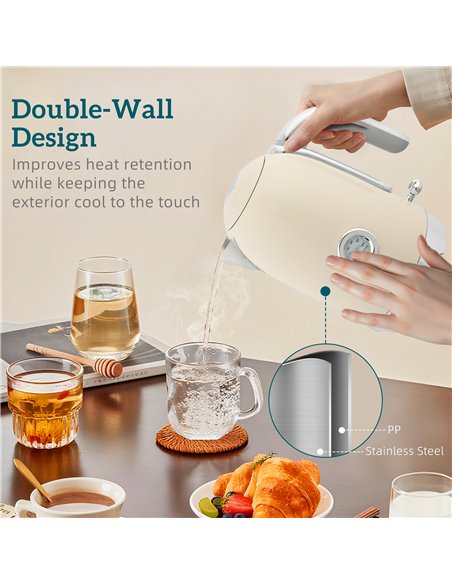 HOMCOM Retro Toaster and Kettle Set - Cream - pic 168827 | FastDaddyshop
