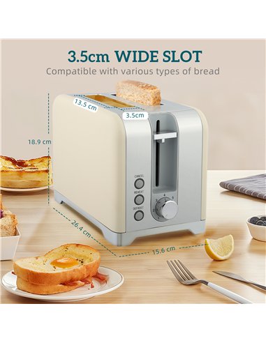 HOMCOM Retro Toaster and Kettle Set - Cream